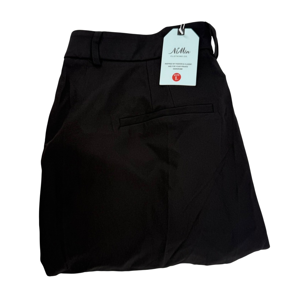 NiMin Black Wide Leg Dress Pants Women's Size Large Career‎ Business Casual NEW